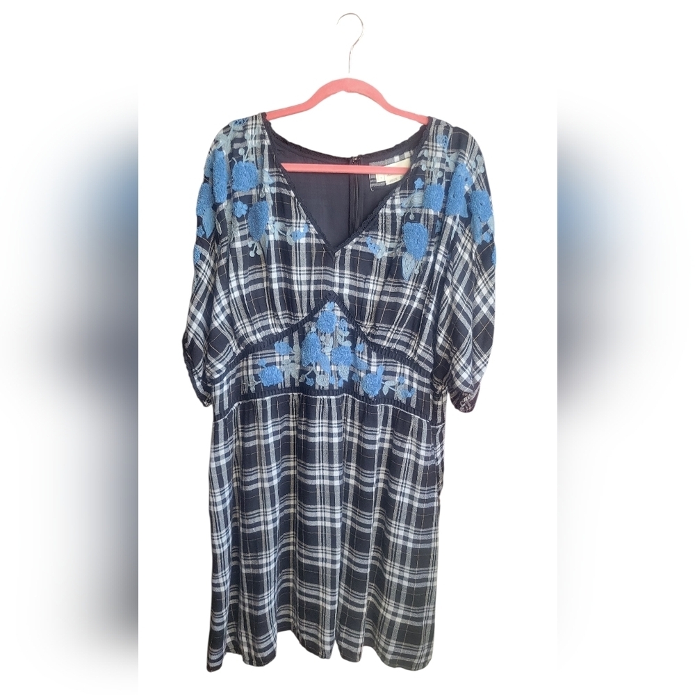 Anthropologie A+plus Sarah Black and Blue Plaid Tunic Dress - Picture 4 of 16